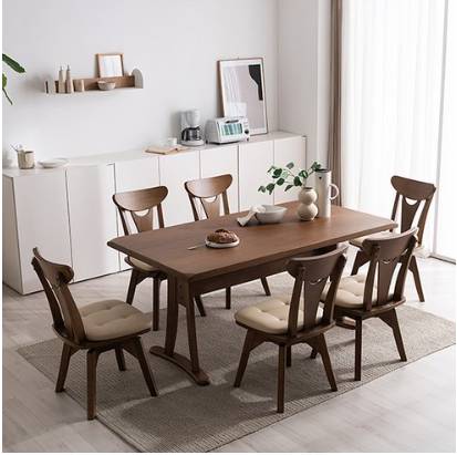 엘프 6인 식탁세트 회전형 의자 6, 월넛