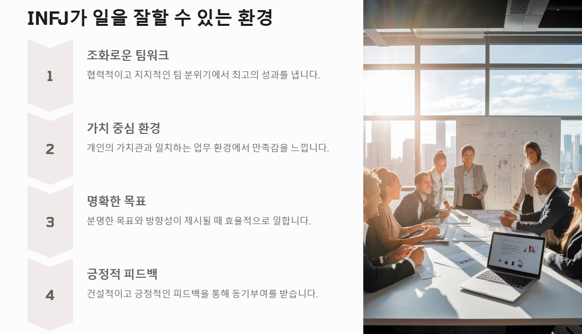 INFJ가 일을 잘 할 수 있는 환경