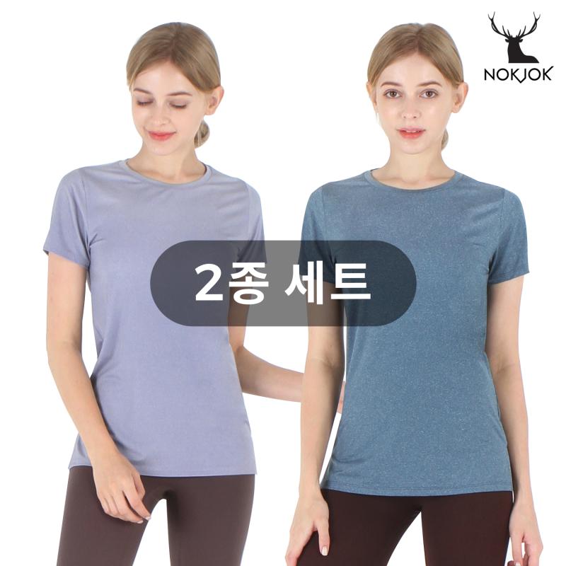 KNH무역 녹족 요가복 엠버 기본핏 반팔티 2종세트