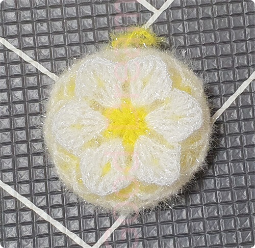 라인장식 꽃 호빵수세미