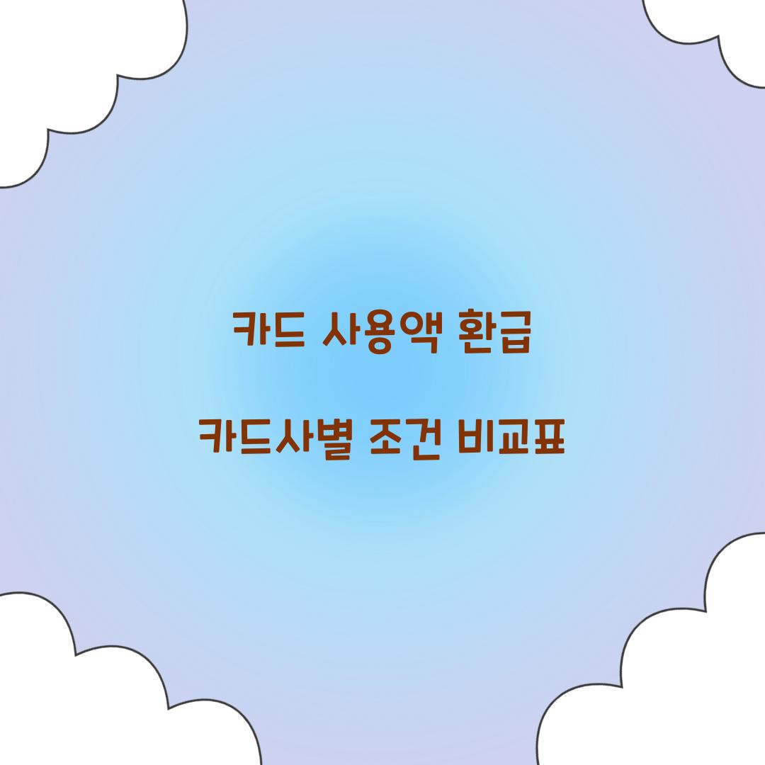 카드 사용액 환급 카드사별 조건 비교표