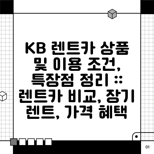 KB 렌트카 상품 및 이용 조건, 특장점 정리 :: 렌트카 비교, 장기 렌트, 가격 혜택