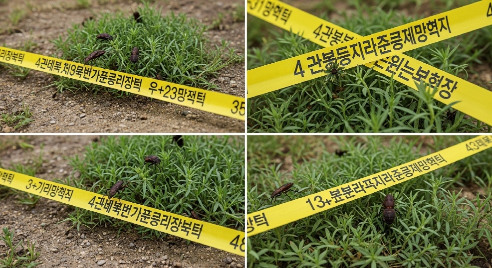 벌레가 보인 구역에 표시 테이프