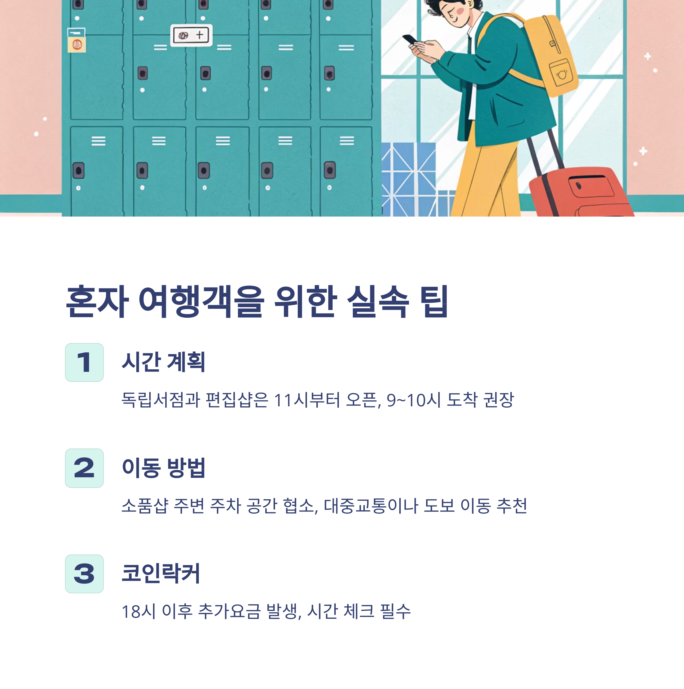 혼자 여행객을 위한 실속 팁