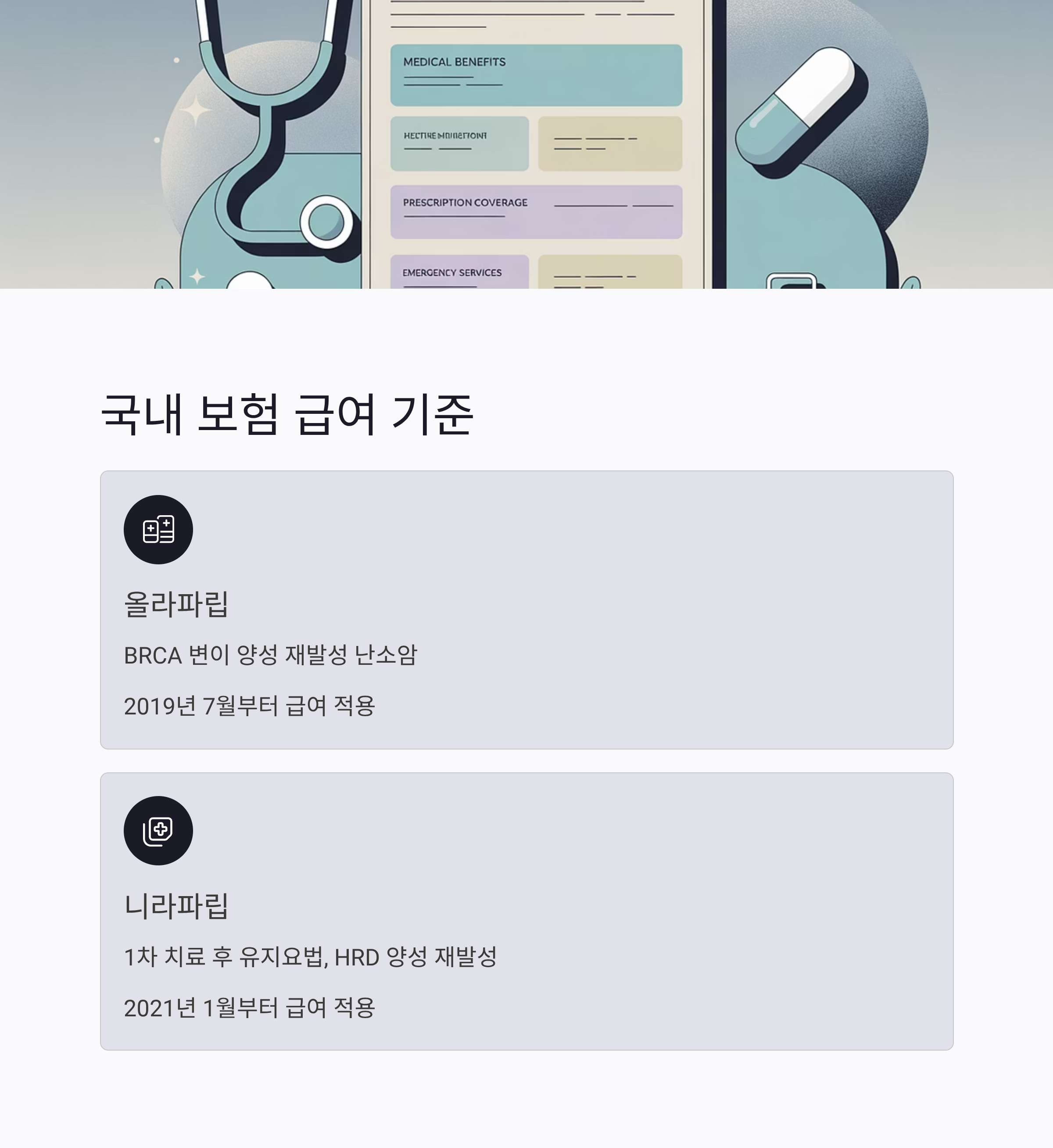 난소암 재발 PARP 억제제 보험 급여