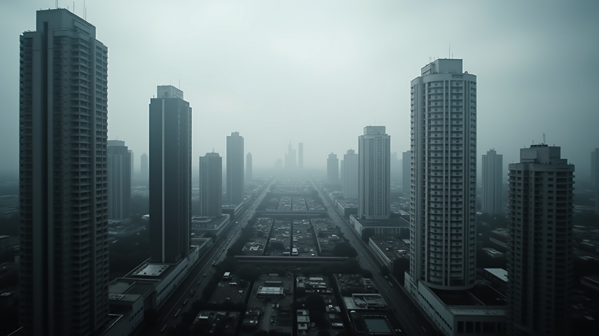 빠진 집값으로 인해 어두운 강남 구역의 전경