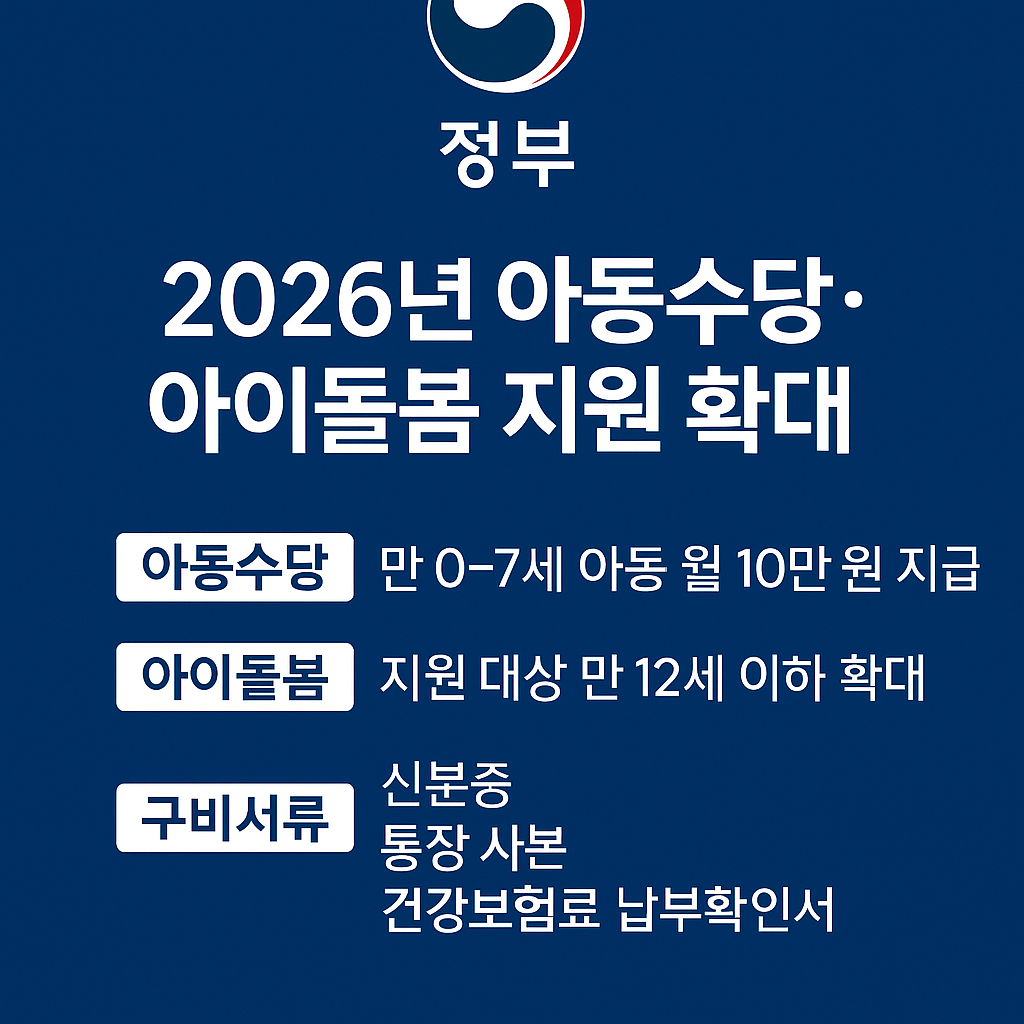 아동수당과 아이돌봄 관련 사진첨부