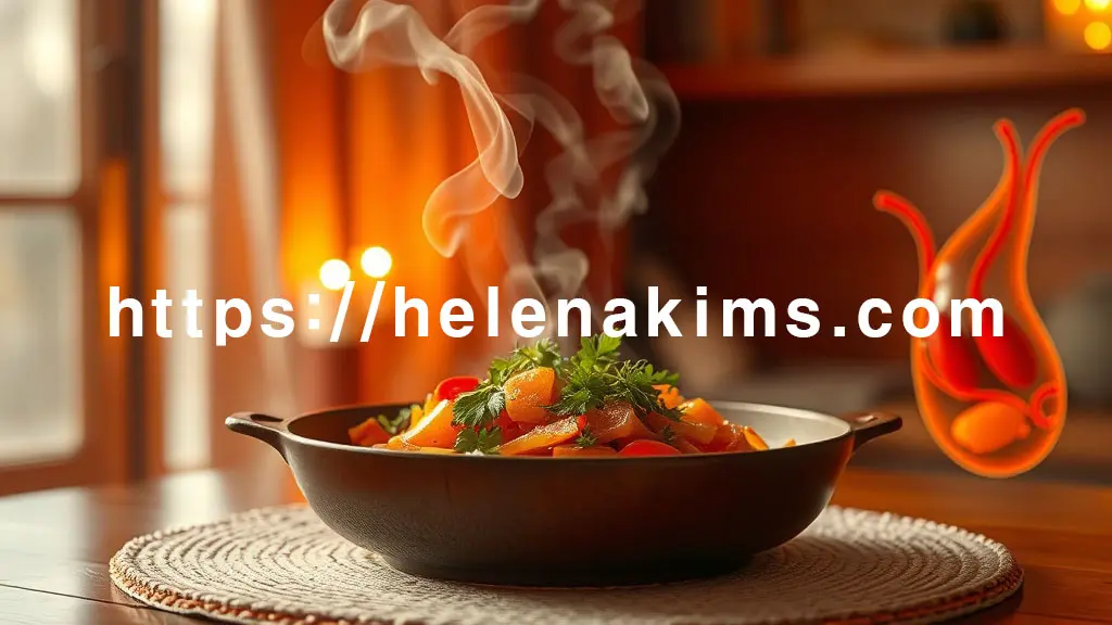 따뜻하고 아늑한 실내 풍경 속, 김이 모락모락 피어나는 건강한 보양식이 놓여있다.