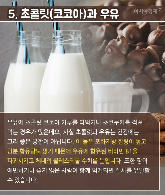 함께 먹으면 절대 안되는 '상극음식' 초콜릿과 우유