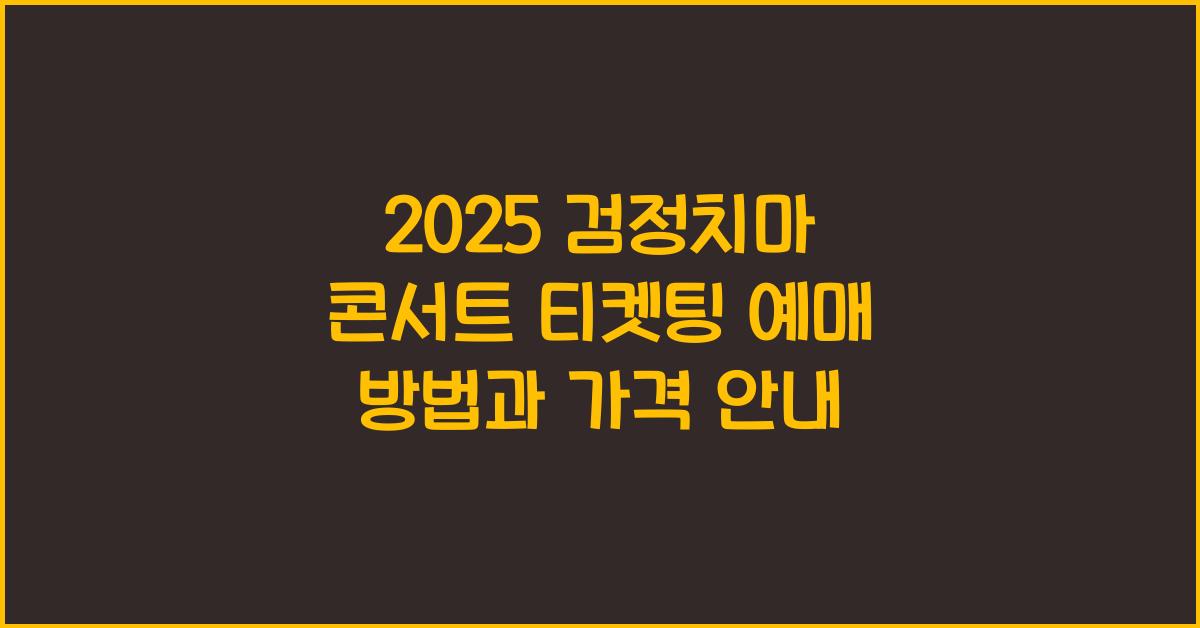 2025 검정치마 콘서트 티켓팅 예매 방법 가격