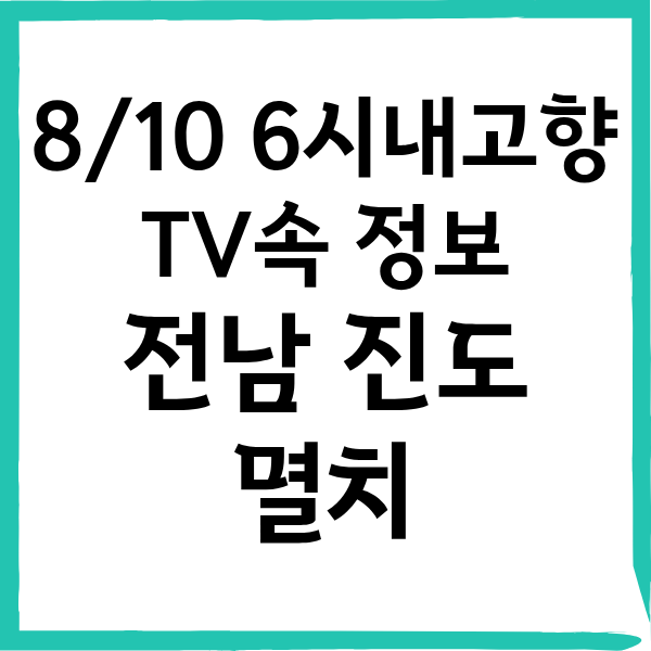 8월10일 6시내고향 진도 멸치 : 서정열멸치 구입하는 방법