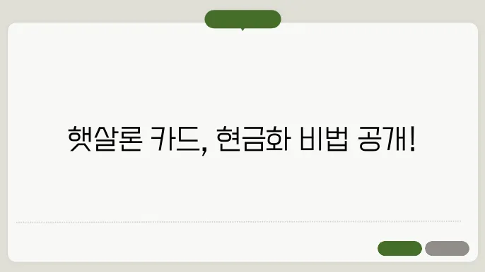 햇살 론 카드 현금화 정보 검토하기