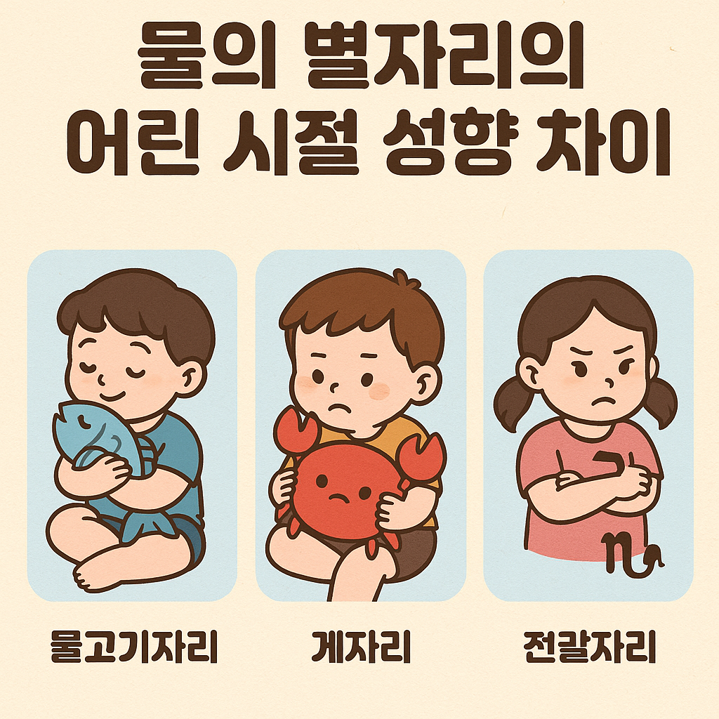 물의 별자리의 어린 시절 성향 차이