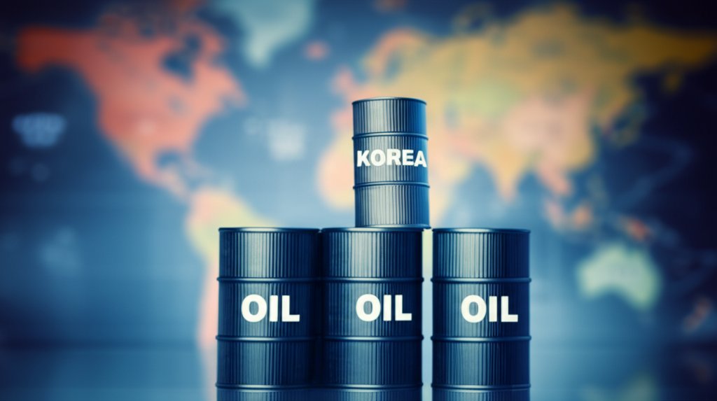 IEA 권고를 넘어서는 한국의 비축유량과 세계 6위 위상을 나타내는 극사실 매크로 스타일, 초근접 디테일 강조 이미지