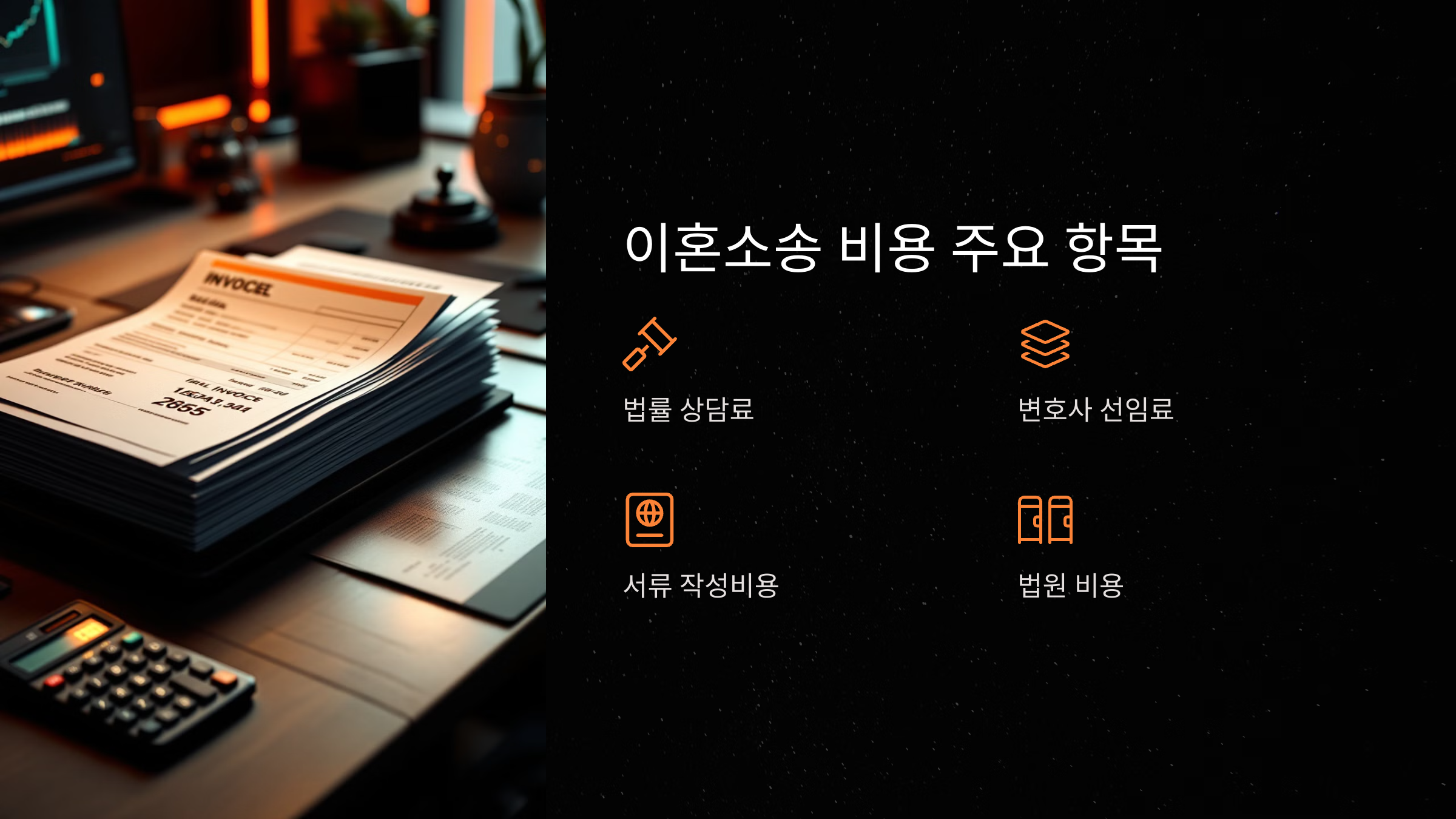 이혼소송 비용이 발생하는 주요 항목