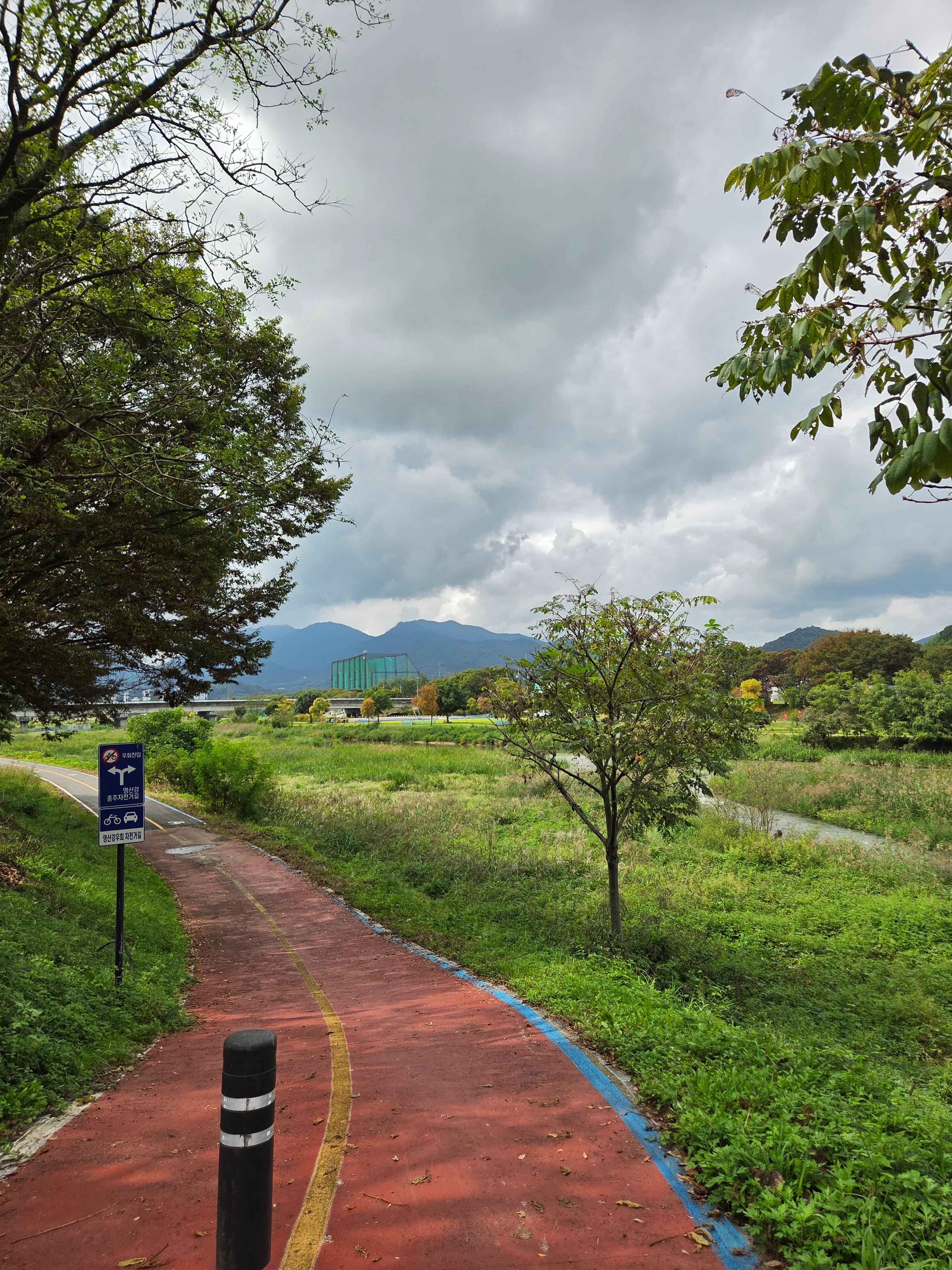 황금소나무 한정식 식당 뒤편 영산강 자전거길
