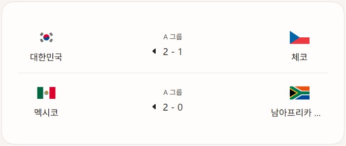 A조 1차전 결과