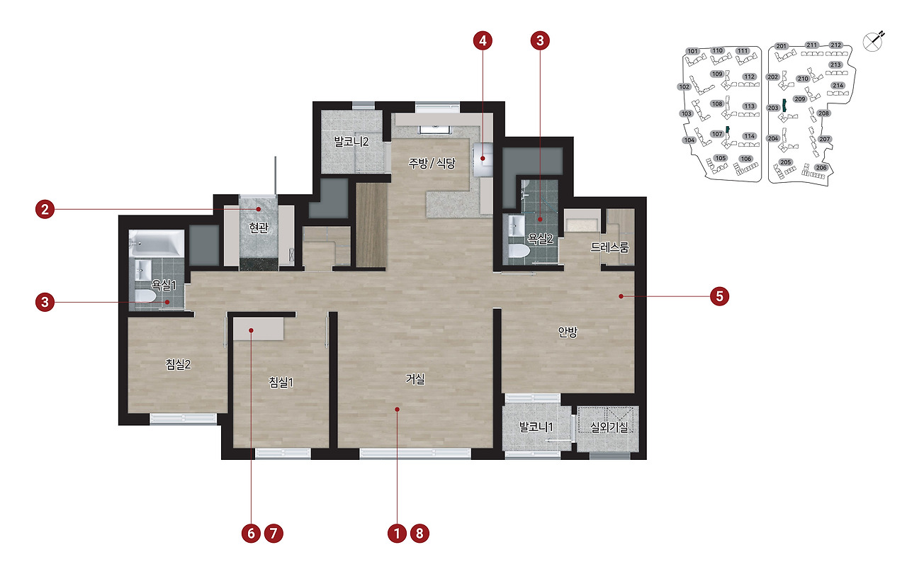 힐스테이트 메디알레 - 74D 평면도