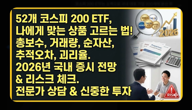 코스피 200 ETF 필수 체크 5가지 [2026년 기준] 브랜드 비교&middot;보수&middot;유동성 확인법
