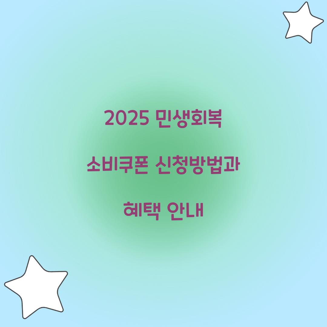 2025 민생회복 소비쿠폰 신청방법