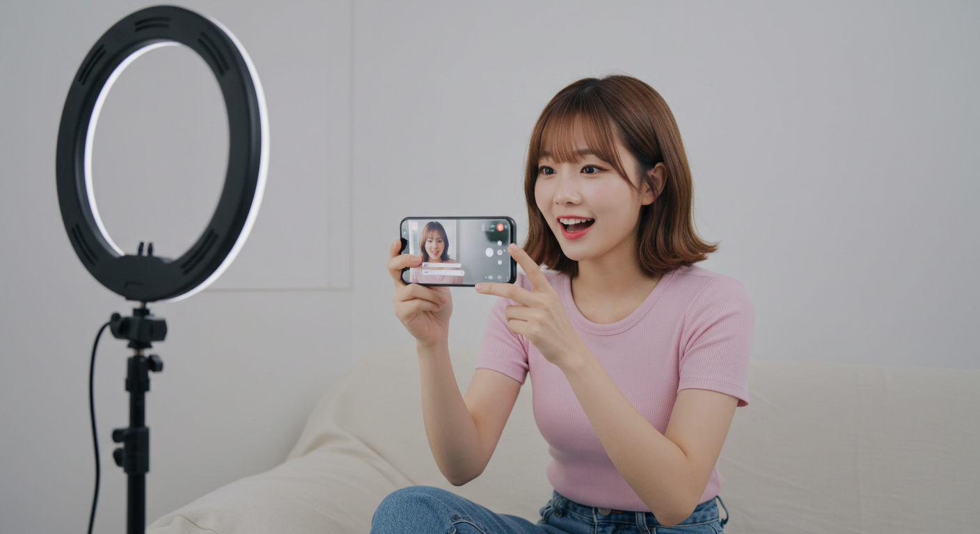 유투브 스트리밍하는 여성