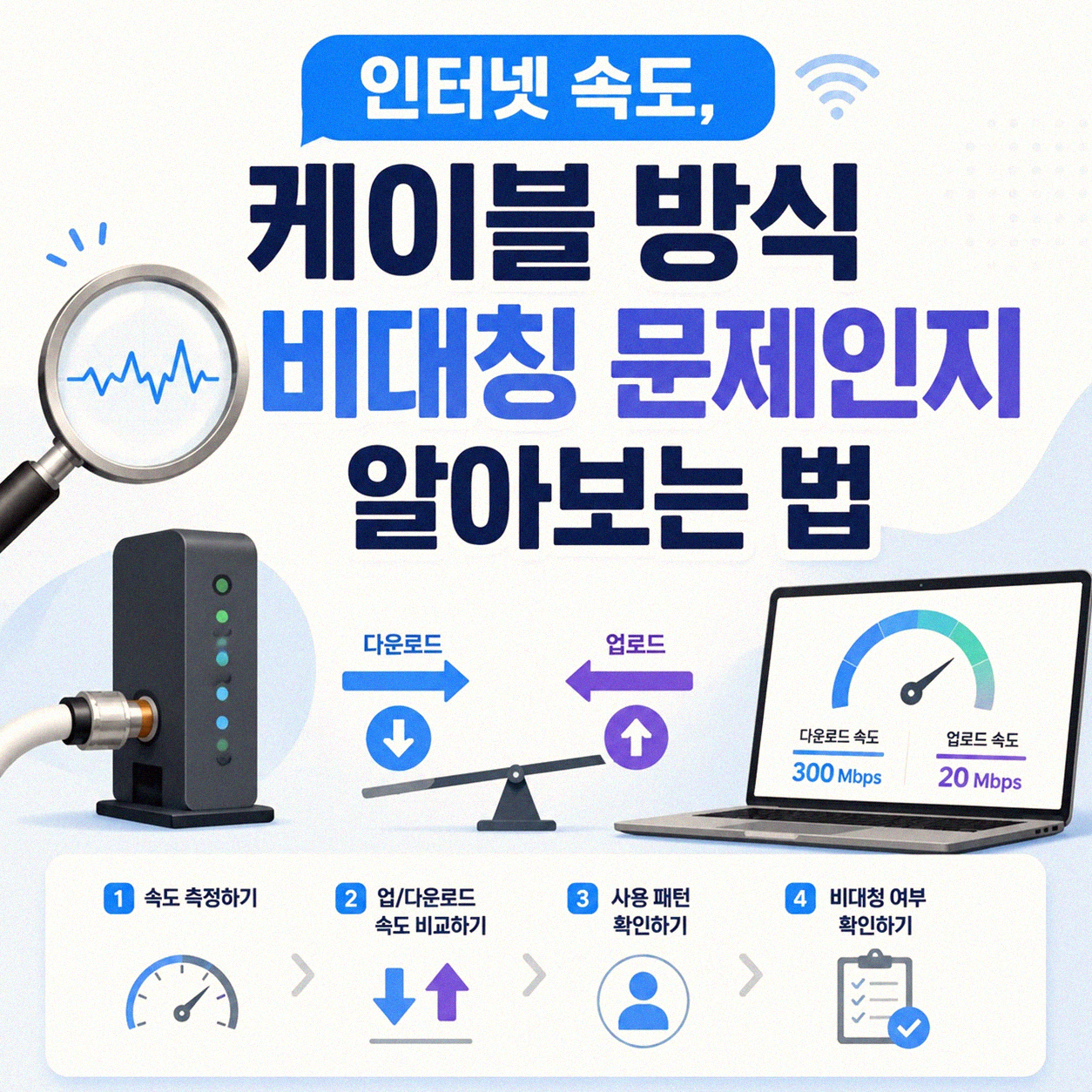 인터넷 속도, 케이블 방식 비대칭인지 궁금해요