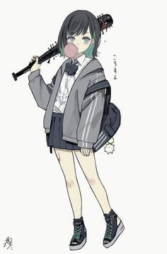 일진인듯한-여학생이-못이-박힌-야구방망이를-들고-풍선껌을-씹고있는-모습