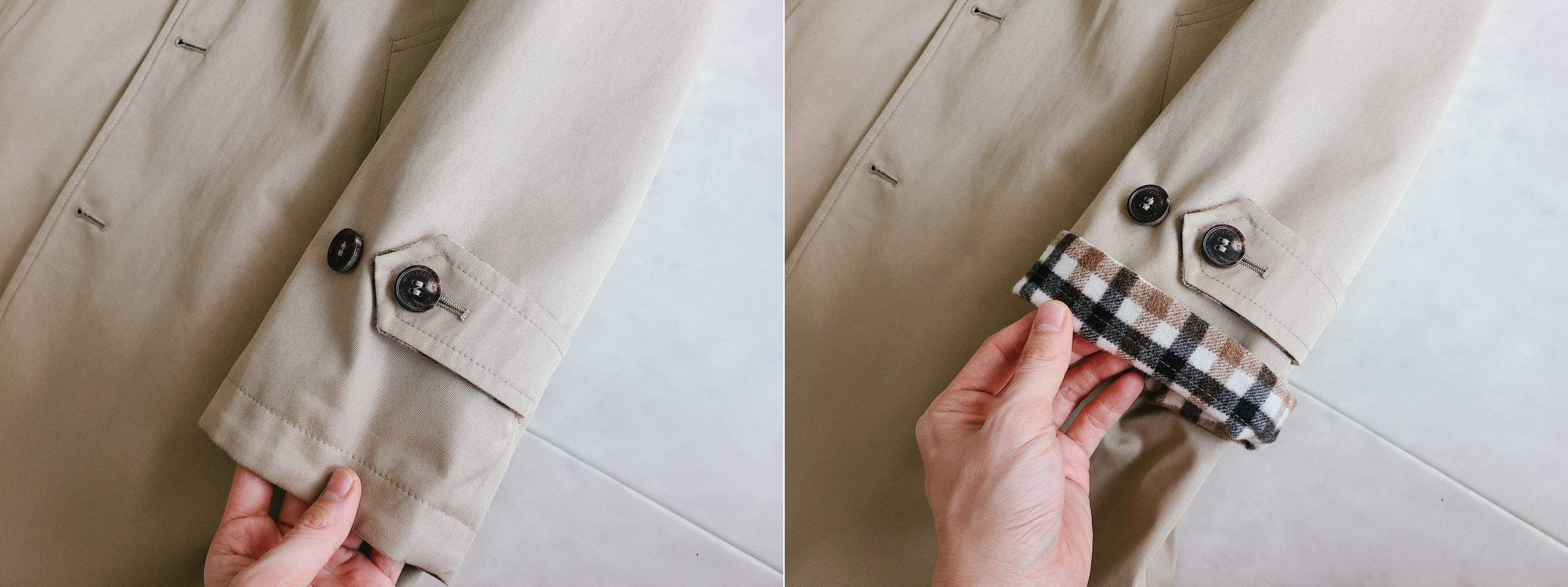 리버시블 디테일이라 소매를 접어 입어도 예쁘다