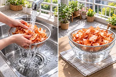 양파껍질 헹구기