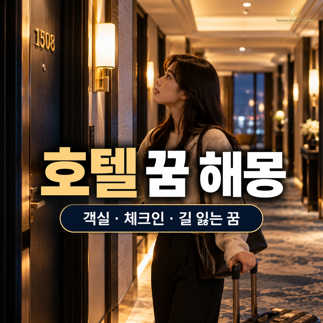 호텔 꿈 해몽 제목과 객실 복도에서 방 번호를 찾는 장면