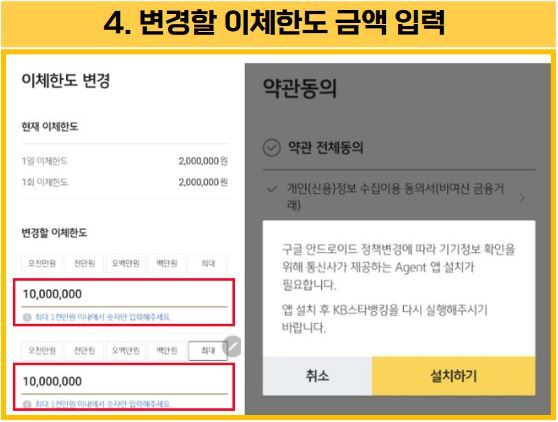 국민은행 이체한도 체크 및 변경 및 증액 방법 쉽게 설명해드림!