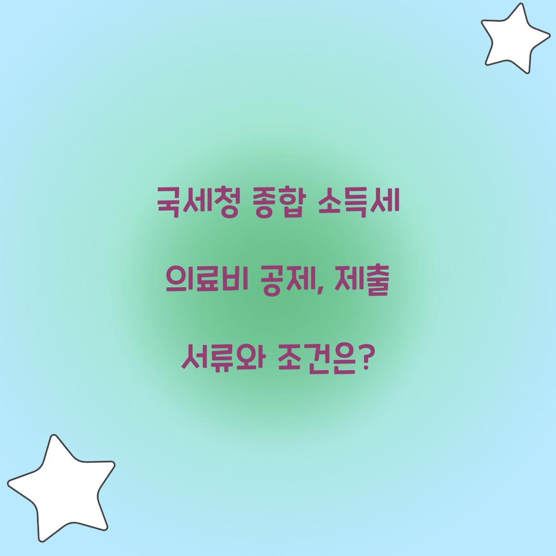 국세청 종합 소득세 의료비 공제 조건과 제출 서류