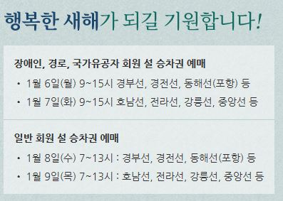 2025 설날 기차표 예매