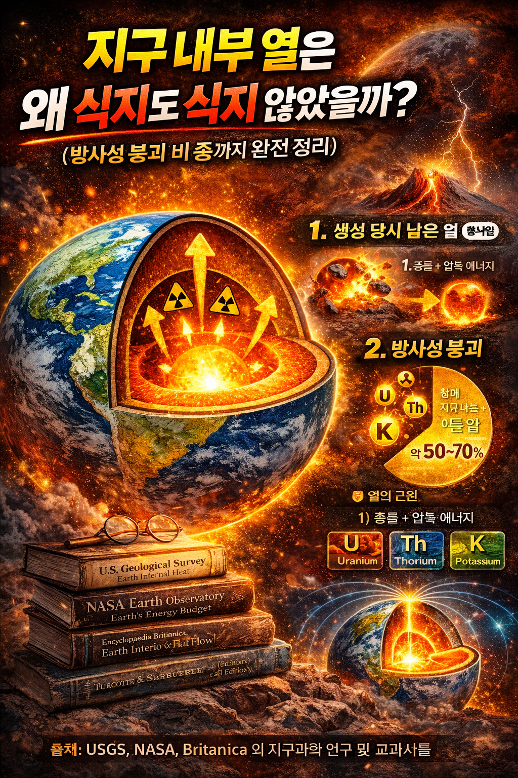 지구 내부 열은 왜 식지 않을까 방사성 붕괴 비중 완전 정리