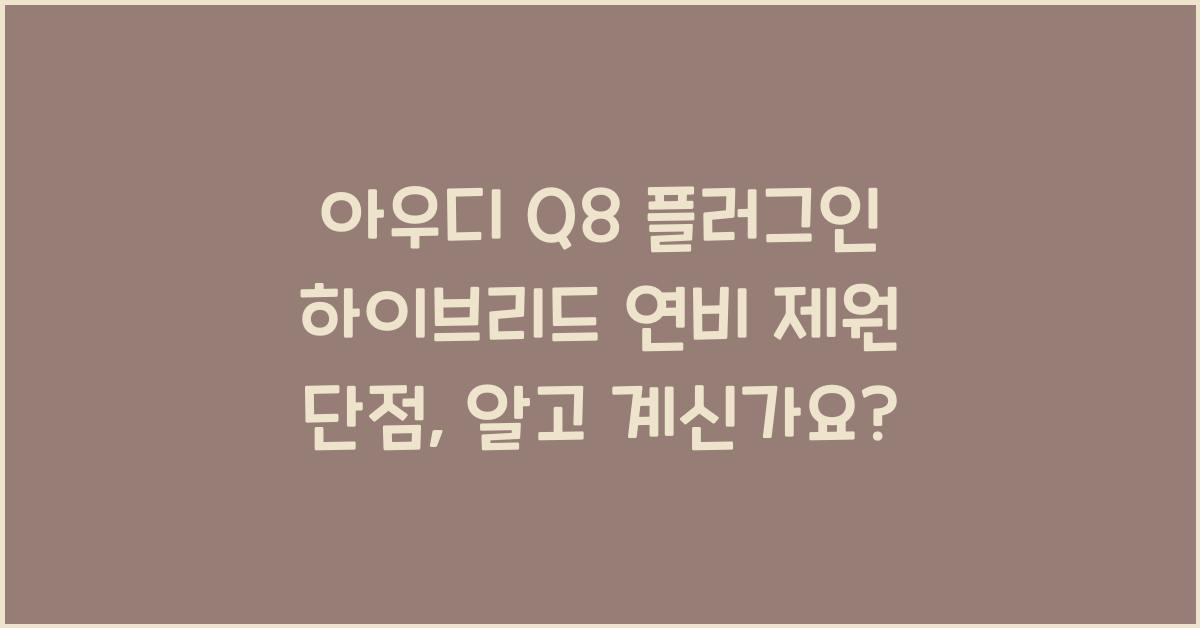 아우디 Q8 플러그인 하이브리드 연비 제원 단점