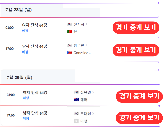파리올림픽 개막식 중계 탁구 중계 신유빈