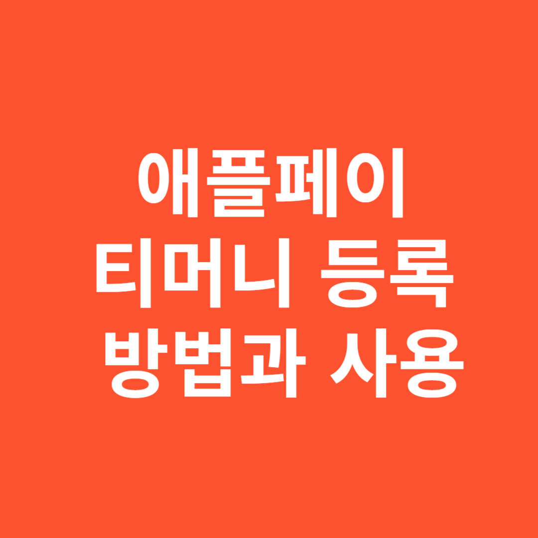 애플페이 티머니 등록 방법 한눈에 정리
