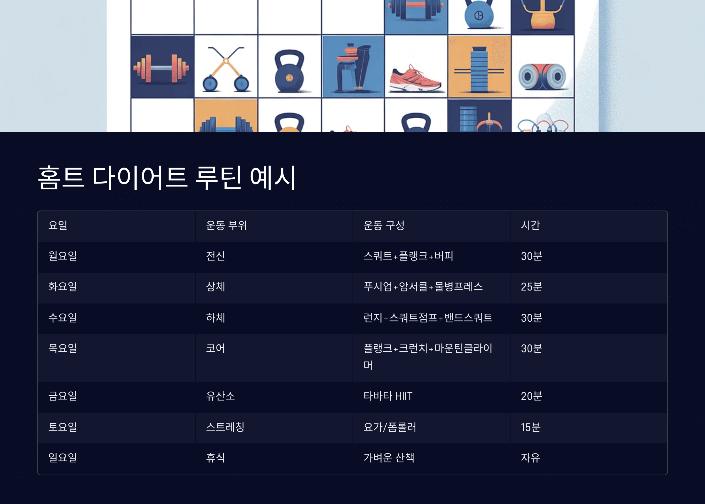 홈트 다이어트 루틴