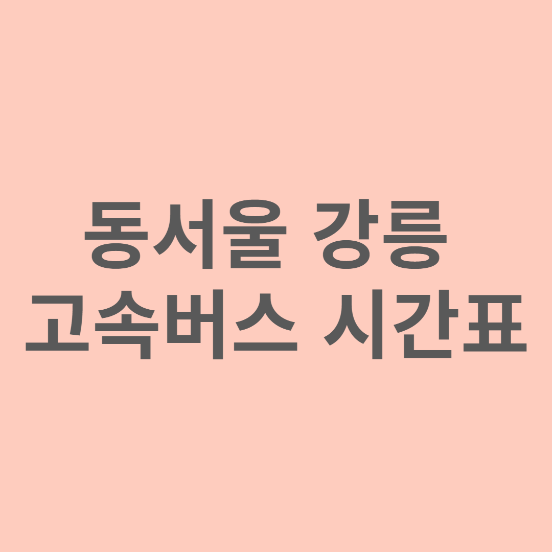 동서울 고속버스 터미널에서 강릉행 고속버스 시간표