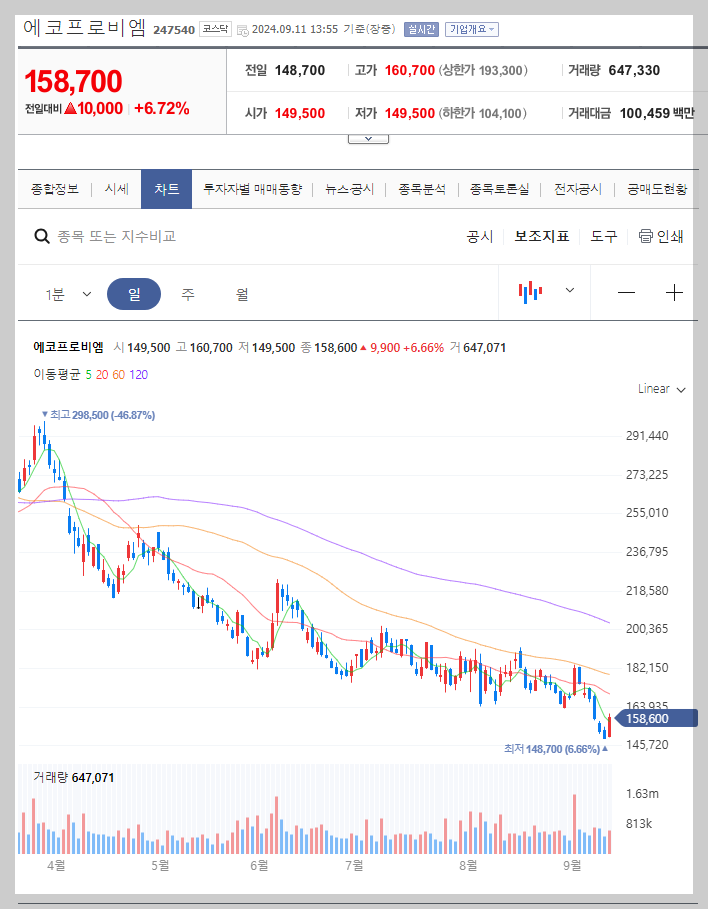에코프로비엠 주가 분석