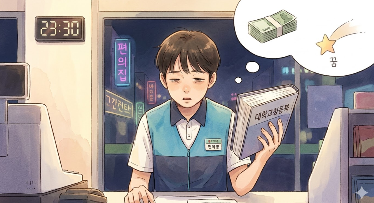 장학금으로 고생하는 청년 이미지
