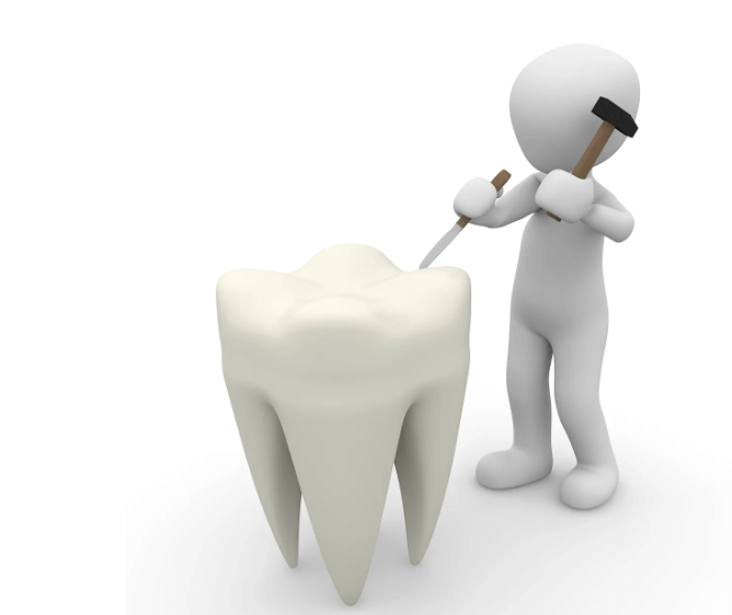 이빨을 보고 있는 캐릭터