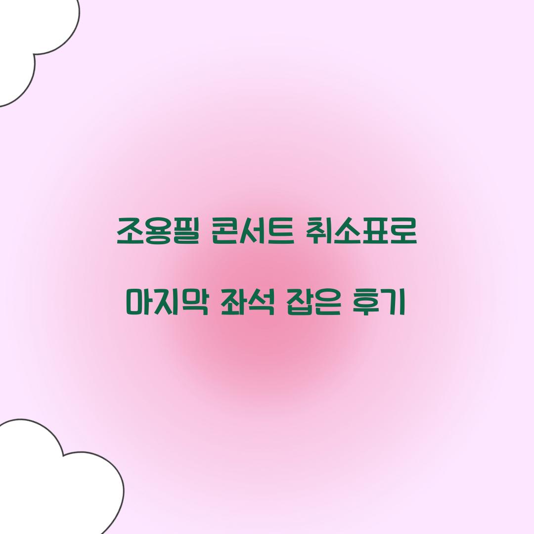 조용필 콘서트 취소표로 마지막 좌석 잡은 후기