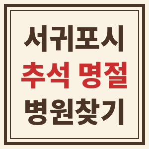 제주 서귀포시 추석 명절 연휴 24시 내 근처 병원 찾기 썸네일