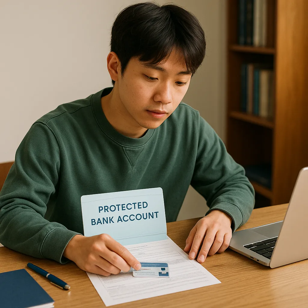 청년이 보호계좌를 개설하는 모습