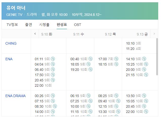 유어 아너 재방송 몇부작 OTT 시청률 편성표 줄거리 총정리