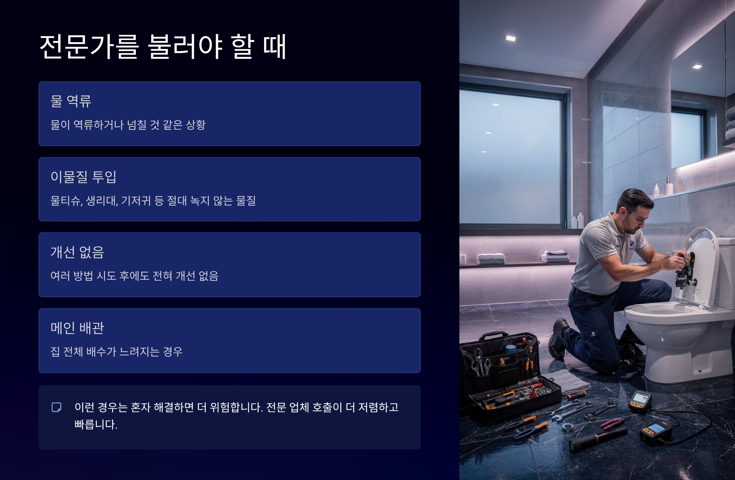 변기막힌것 쉽게 뚫는법 전문가 호출