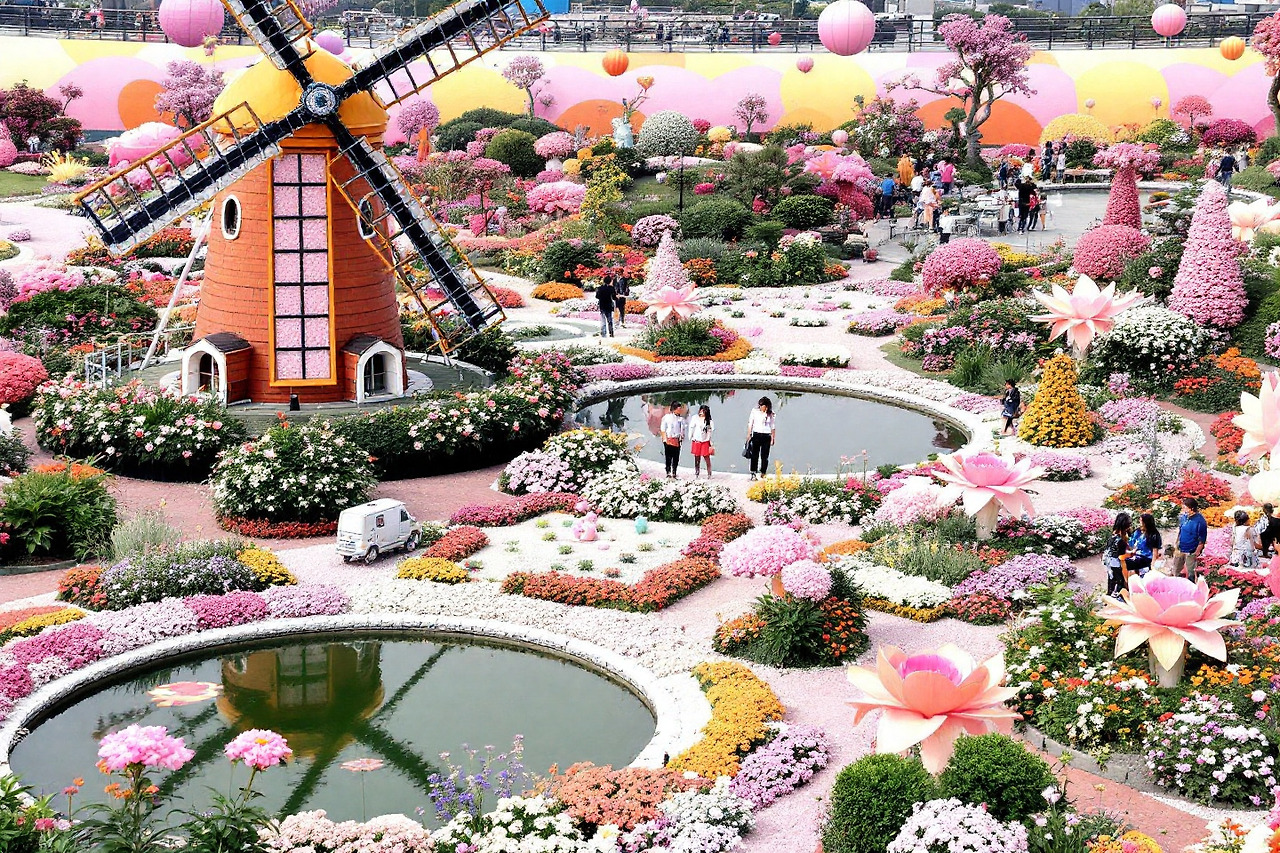 풍차가 있는 꽃정원