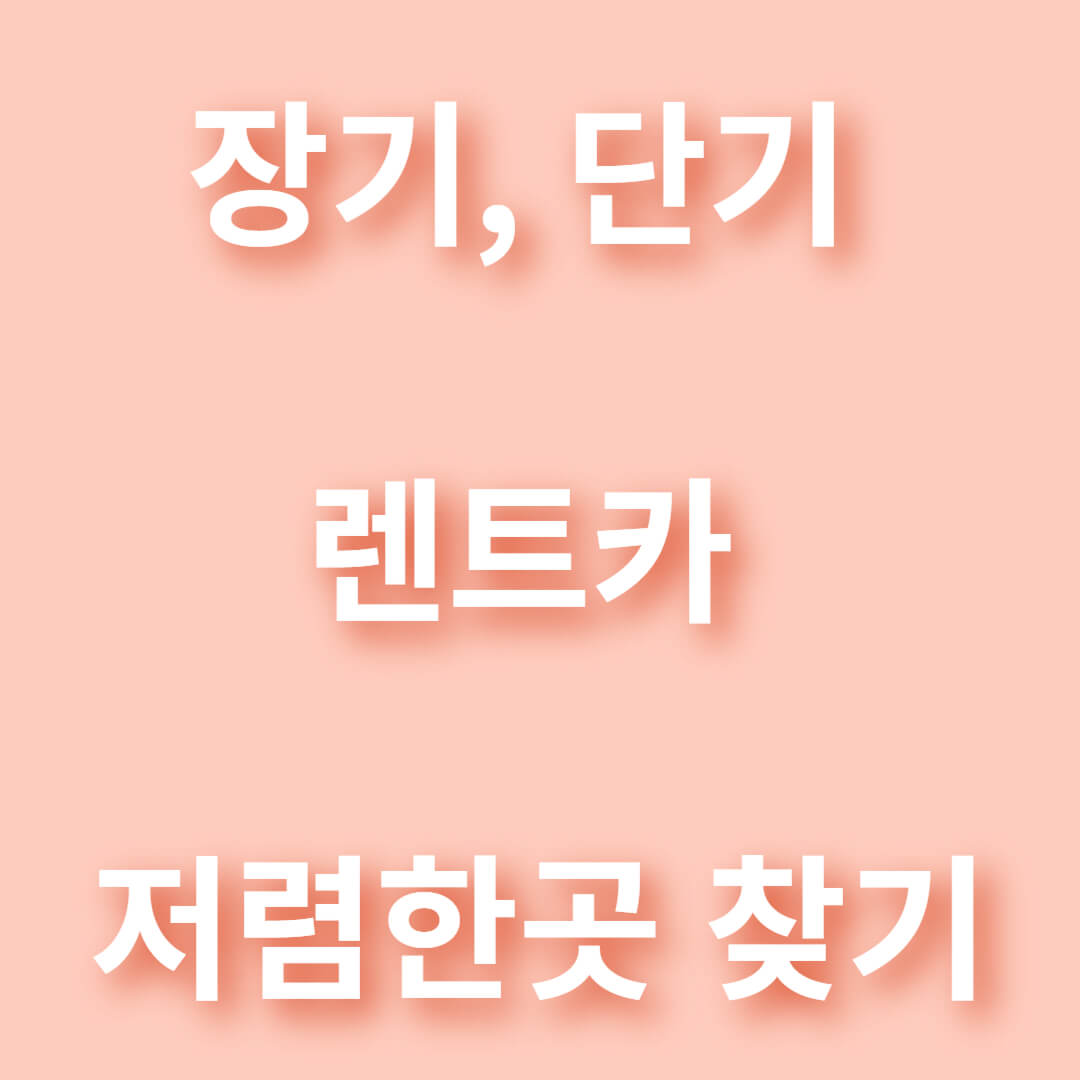 경기&수도권 렌트카 저렴한 곳 알아보기(단점)