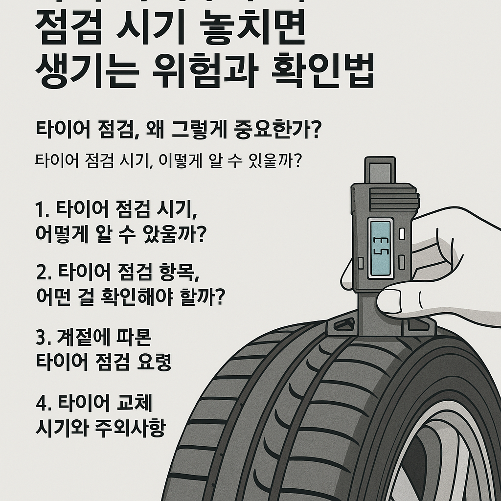 타이어 공기압 점검하는 사진